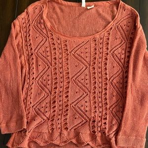 Anthropologie / Moth Beautiful Crochet sweater with high low hem